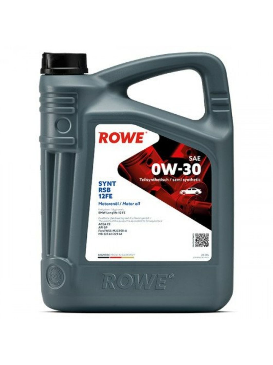 ROWE  HIGHTEC SYNT RSB 12FE SAE 0W30 5L полусинтетическое моторное масло
