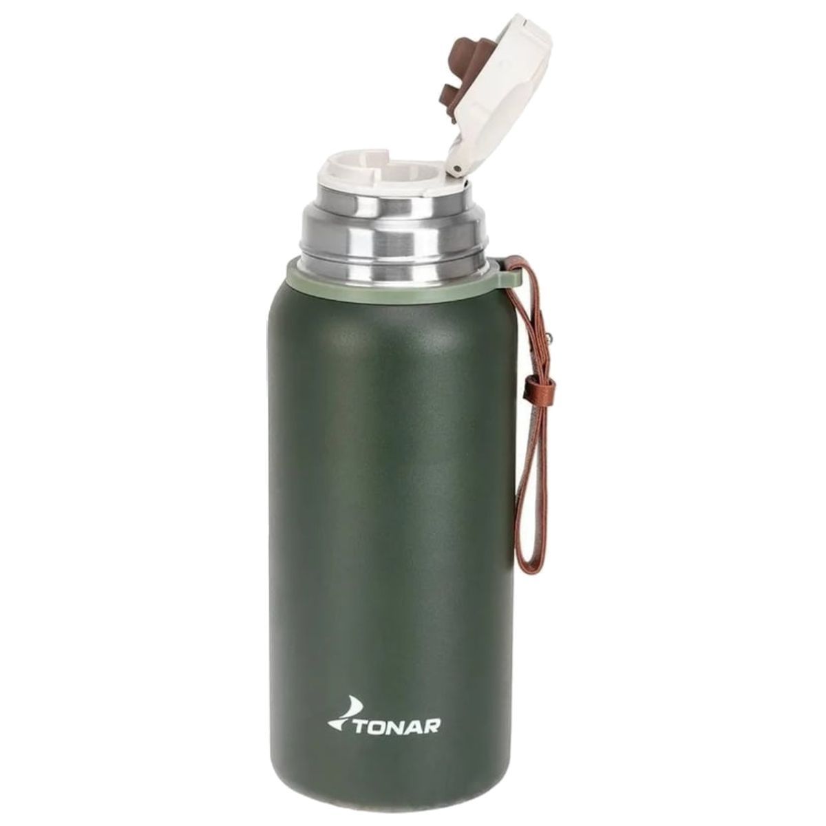Термос TONAR 700 ML хаки (пробка-ситечко,  крышка-кружка,  ремешок)