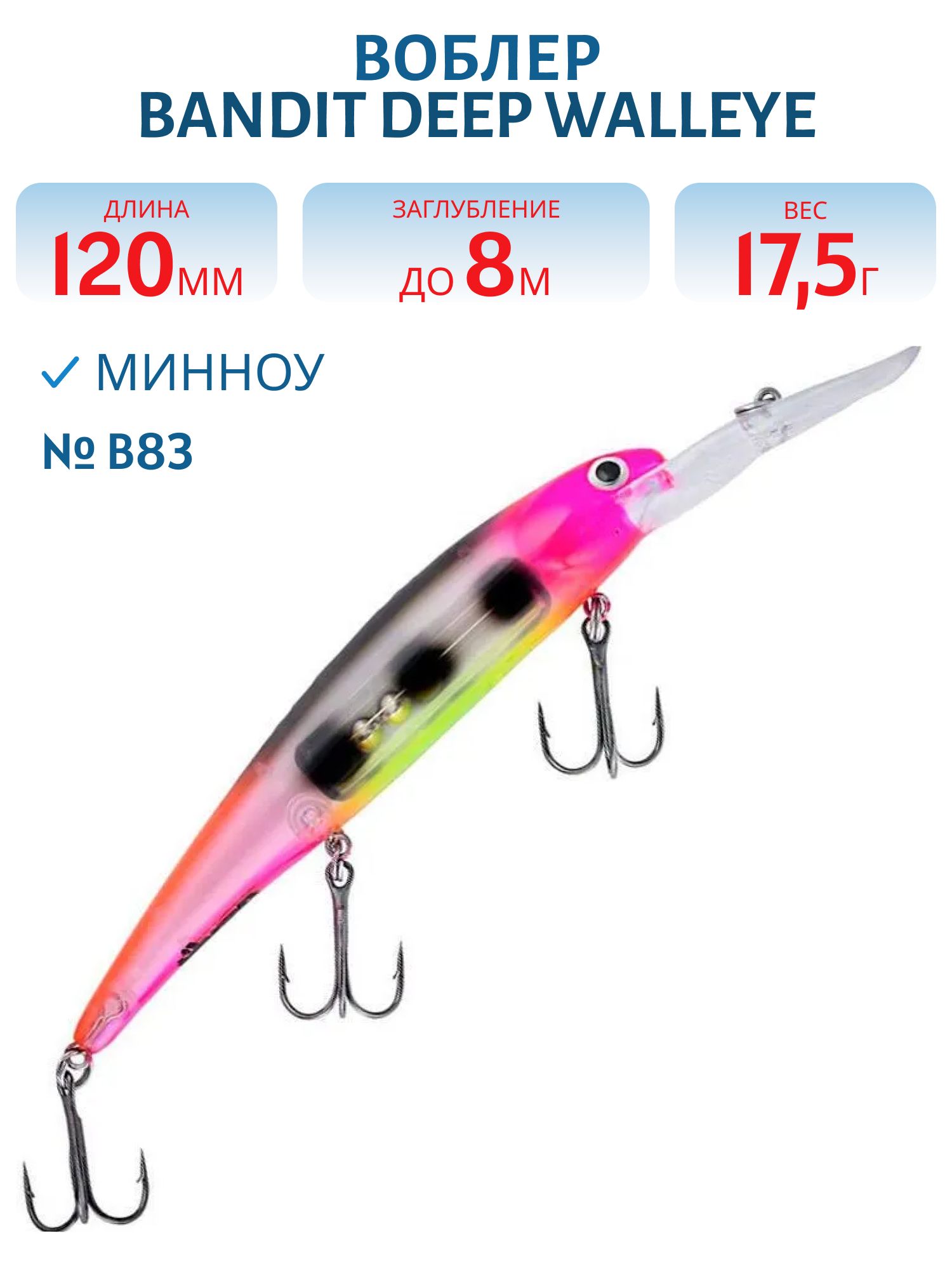 Воблер BANDIT DEEP WALLEYE B83