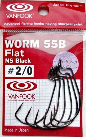 Крючки офсетные Vanfook Worm-55B #2/0 stealth black