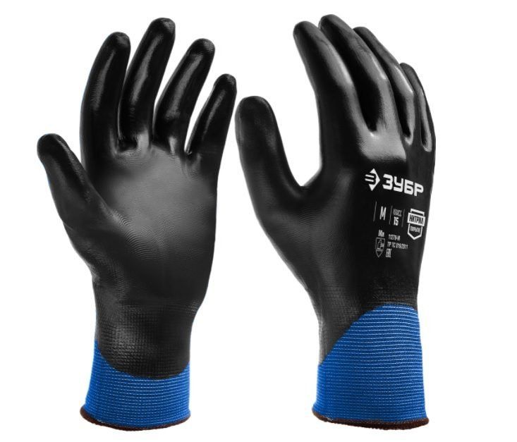 Перчатки ЗУБР "Механик+" маслобензостойкие тонкие,  полный облив (XL) (11279-XL)