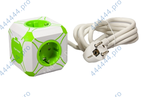 Сетевое USB зарядное устройство с удлинителем mini CUBE,  2USB,  4 розетки Partner (31770)