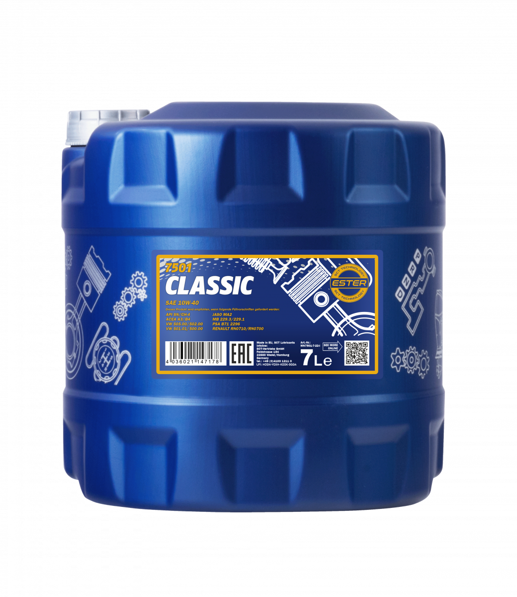 MANNOL Classic 10W40 7501 7л полусинтетическое моторное масло