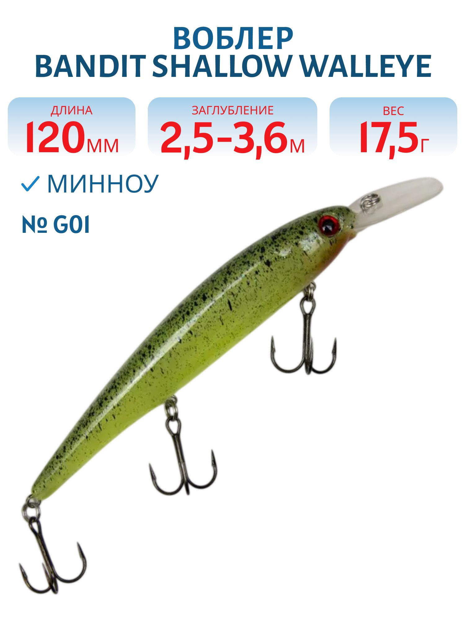 Воблер BANDIT SHALLOW WALLEYE G01