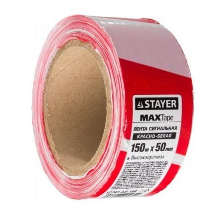 Лента сигнальная (50мм*150м) красно-белая STAYER (12241-50-150)