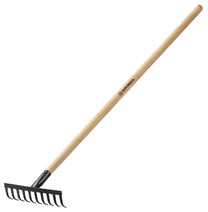 Грабли стальные (1300мм) GRINDA GT-10 WOOD (10 зубьев) деревянный черенок (39583-10)