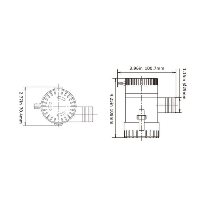 Насос осушительный SeaFlo 1100GPH 12В 69л/м SFBP1-G1100-01