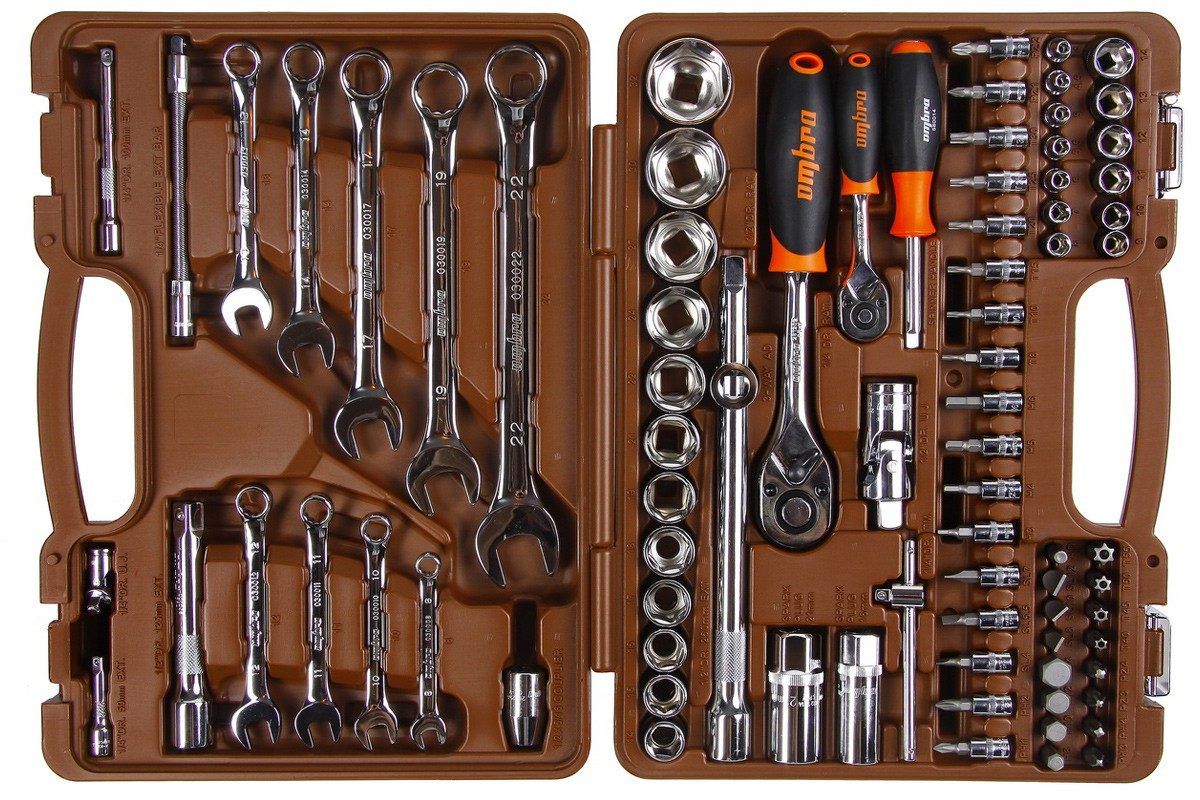 Набор инструмента универсальный 82 предмета 1/2",  1/4" OMBRA OMT82S