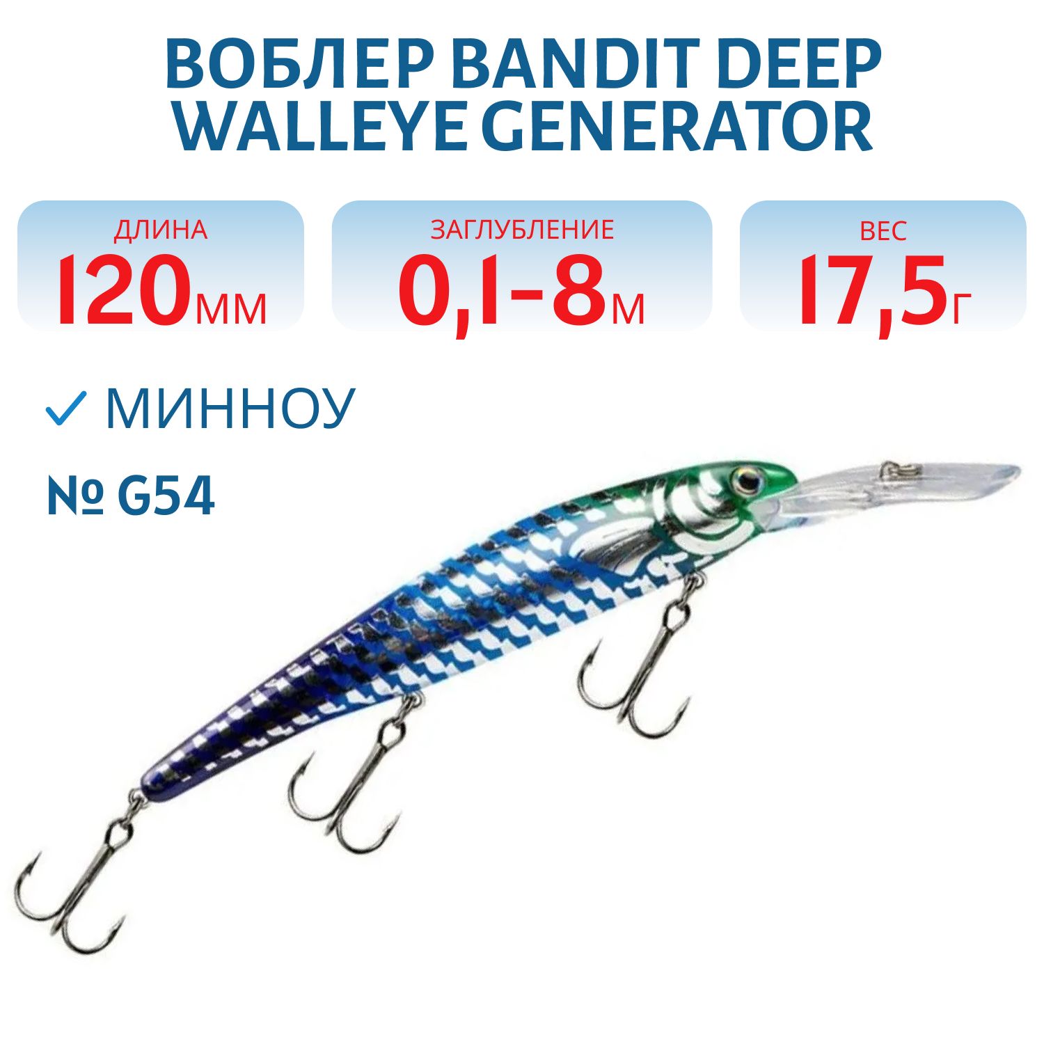 Воблер BANDIT DEEP WALLEYE GENERATOR G54
