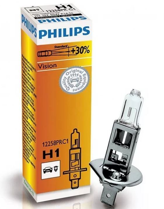 Автолампа галогеновая Н1 12V-55 PHILIPS +30% Premium (12258РR) (1шт.) 