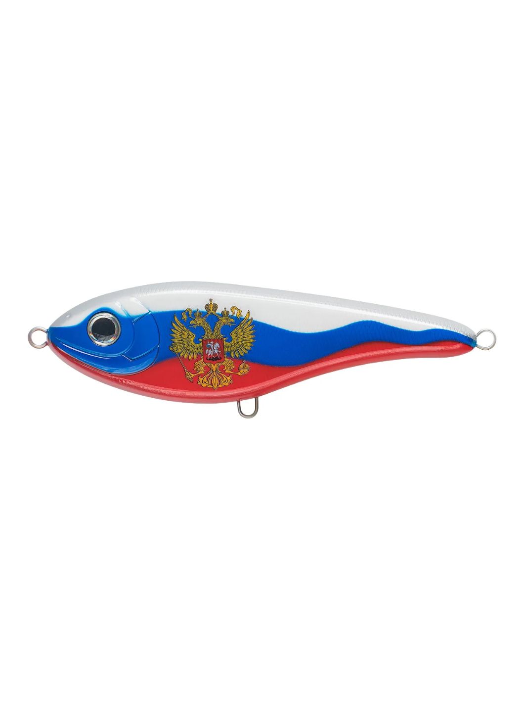 Воблер Джеркбейт Strike Pro Buster Jerk Sinking,  150 мм,  75 гр,  Загл. 0, 5м.-4, 0м.,  Тонущий,  цвет: A229F Russian Flag,  (EG-048#A229F)