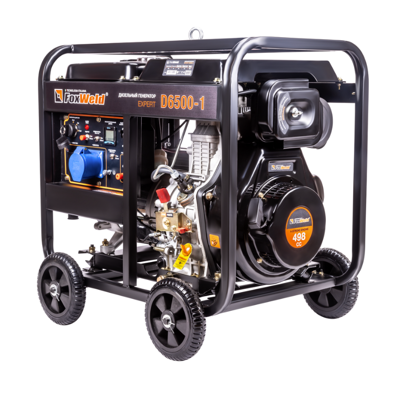 Электрогенератор дизельный FoxWeld Expert D6500-1 (6.0/6.5кВт,  13л.с.,  12, 5л,  118кг)
