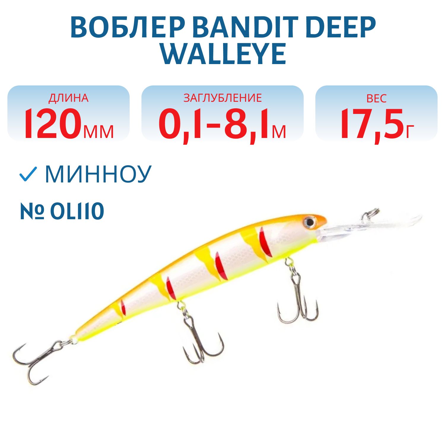 Воблер BANDIT DEEP WALLEYE OL110
