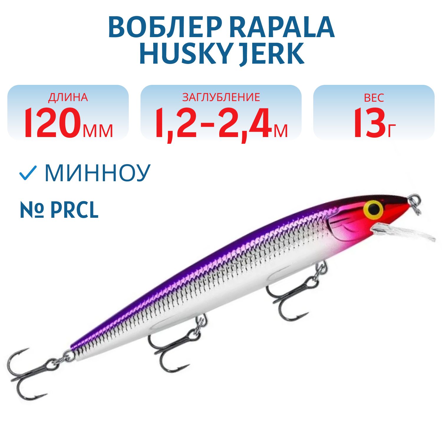 Воблер Rapala Husky Jerk 12 /PRCL