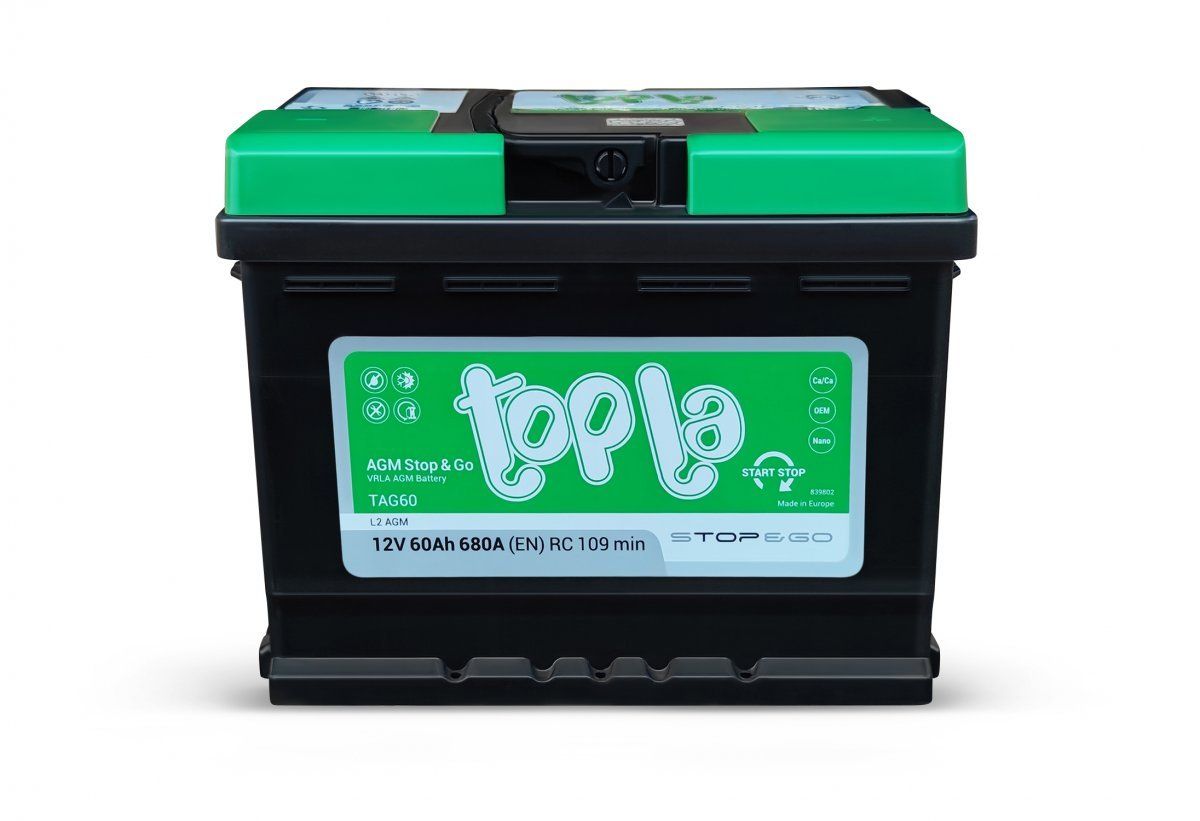 60 Topla TOP AGM Stop&Go TAG60 Евро Аккумулятор зал/зар