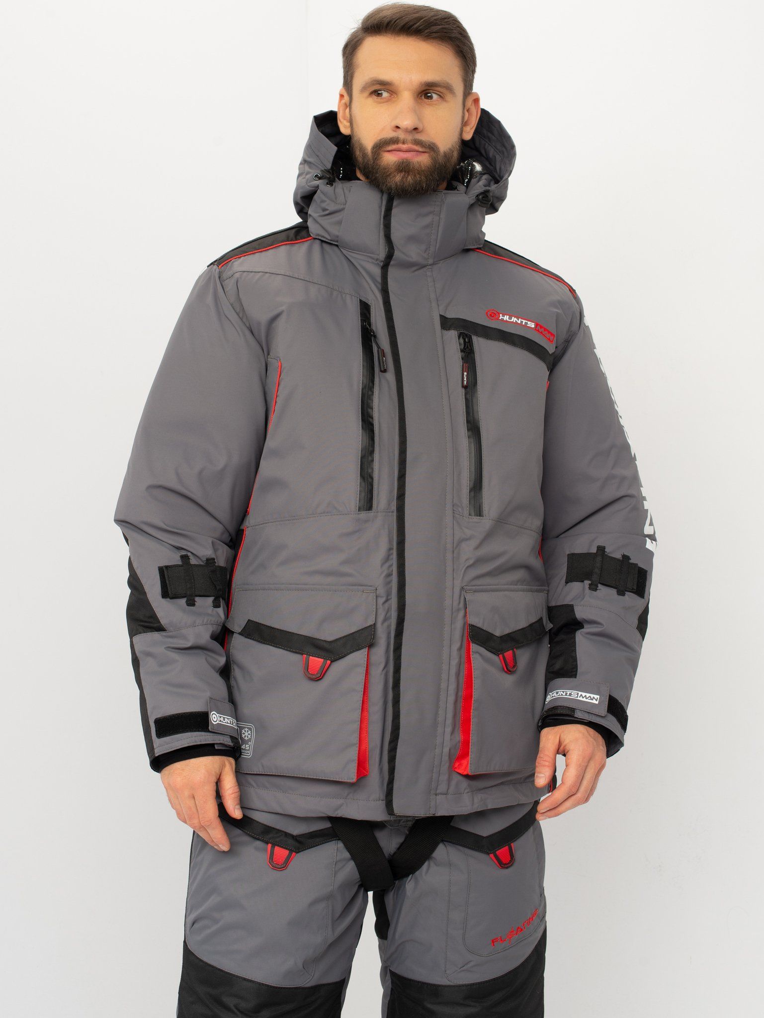 Костюм зимний поплавок Huntsman Siberia Floating,  ткань Breathable,  до -45°С,  цвет Серый/Черный (Размер:56-58,  Рост:182)