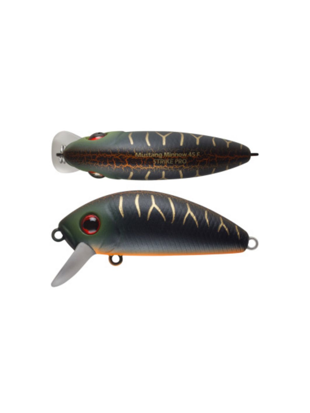 Воблер Минноу Strike Pro Mustang Minnow 45,  45 мм,  4, 5 гр,  Загл. 0, 2м.-0, 5м.,  Плавающий,  цвет: A208S Black Mat Tiger,  (MG-002F#A208S)