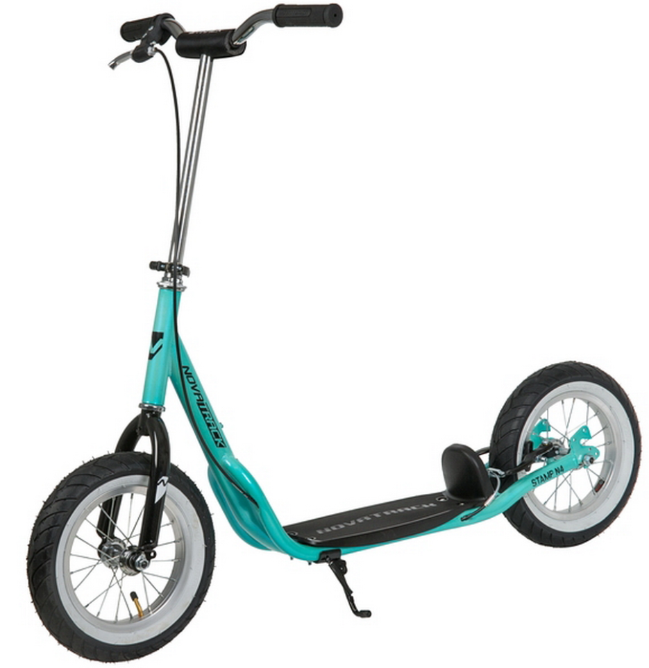Самокат внедорожный Novatrack ручной тормоз V-brake,  мягкая накладка на руле (до 100кг) (бирюзовый)
