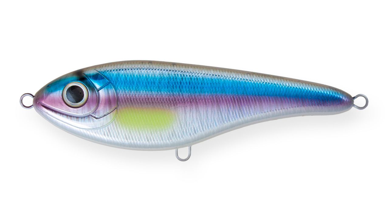 Воблер Джеркбейт Strike Pro Buster Jerk II Shallow Runner,  120 мм,  37 гр,  Загл. 0, 3м.-2, 0м.,  Медленно всплывающий,  цвет: A210-SBO-RP Rainbow Ghost Wakasagi,  (EG-049#A210-SBO-RP)
