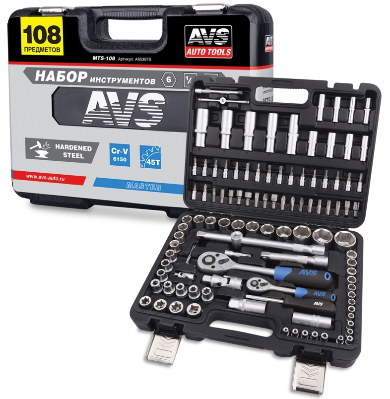 Набор инструмента универсальный 108 предметов 1/2",  1/4" MASTER AVS MTS-108