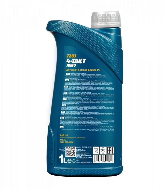 MANNOL Agro SAE 30 4T минеральное моторное масло 1L 7203/1440