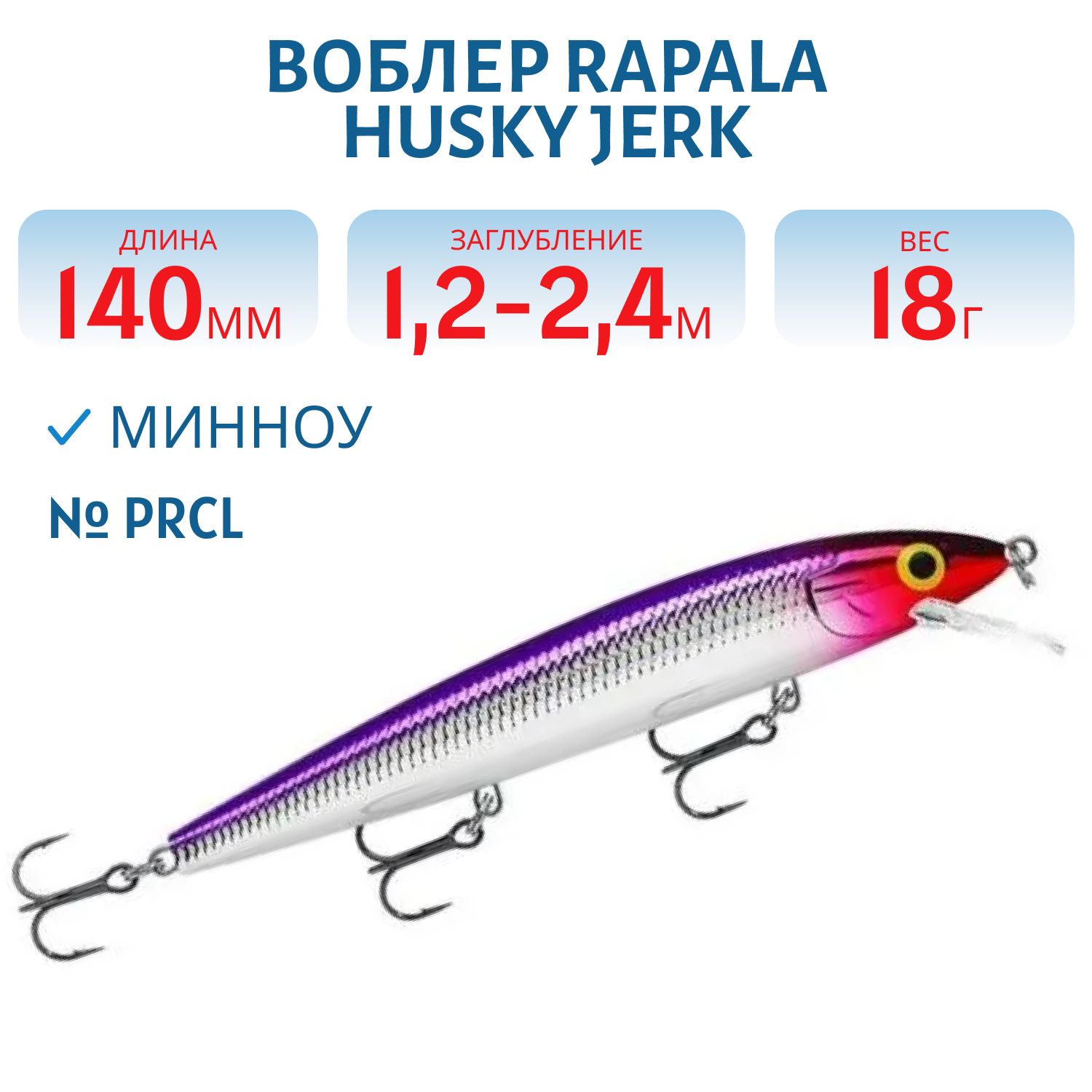 Воблер Rapala Husky Jerk 14 /PRCL