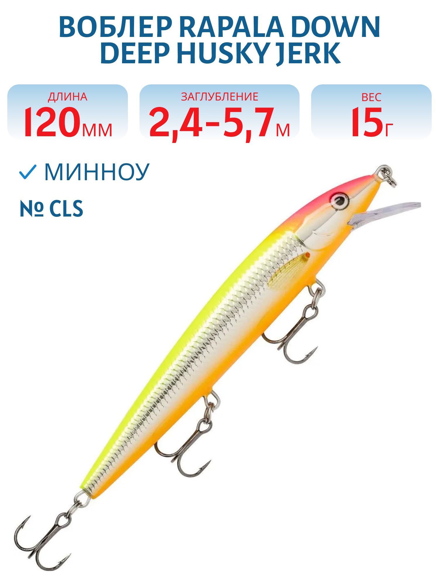 Воблер Rapala Down Deep Husky Jerk 12 /CLS