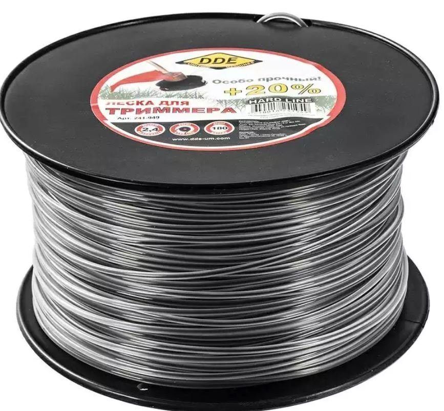 Корд триммерный Ø2.4мм круг (1м) "Hard line" армированный серый/красный DDE (241-949)