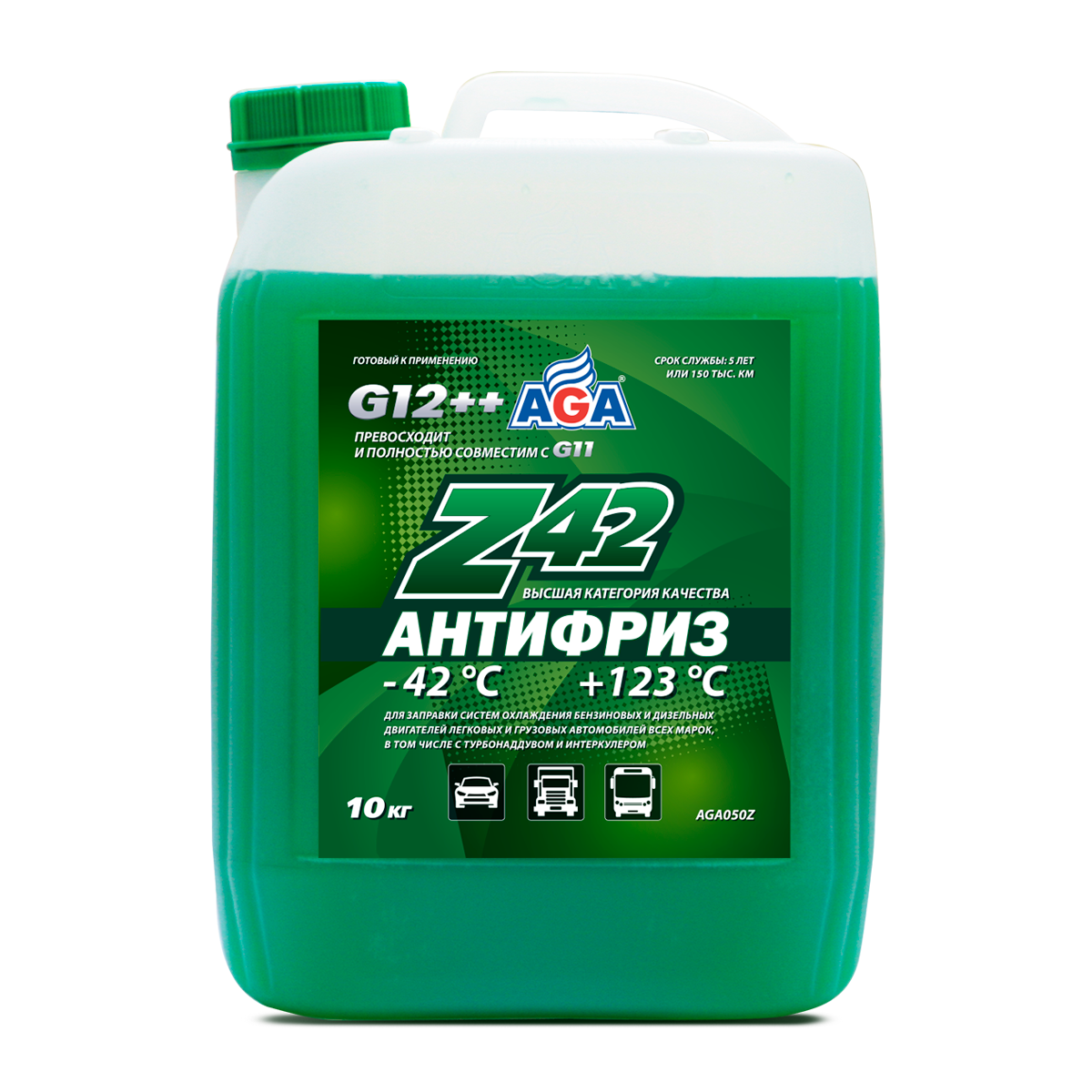 Антифриз AGA Z42 G-12++ 10 кг. зелёный
