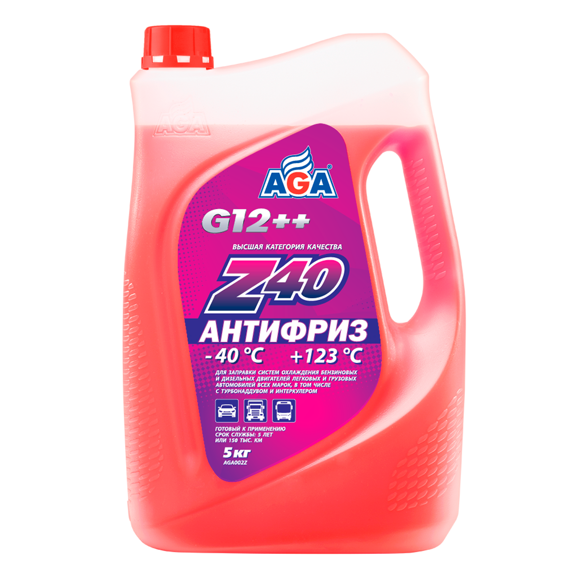 Антифриз AGA Z40 G-12++ 5 кг. красный