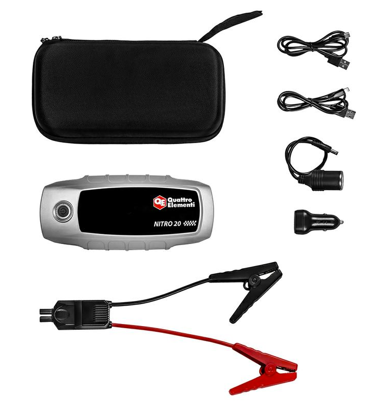 Пусковое устройство QUATTRO ELEMENTI Nitro 20 (12В,  20000мАч,  1600А,  Type-C,  USB,  фонарь) (919-265)