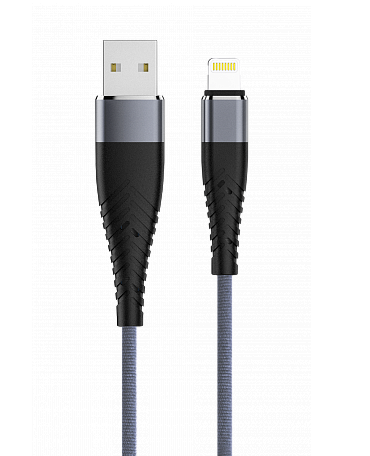 Кабель SOLID USB - lightning (1, 2м,  2, 1А) усиленный,  цвет титановый OLMIO (39048)