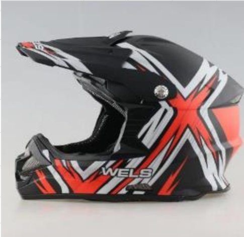 Шлем кроссовый WELS 819-5 черный/красный матовый S