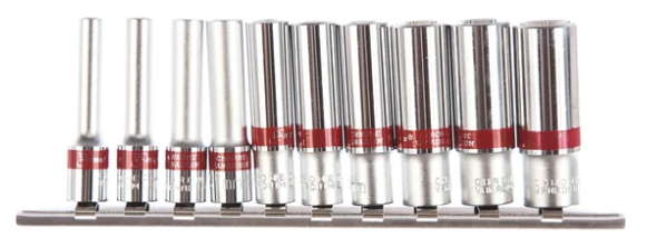 Набор головок 1/4" 6-гранных (10пр.) 4-13мм высокие,  на планке MATRIX 13592