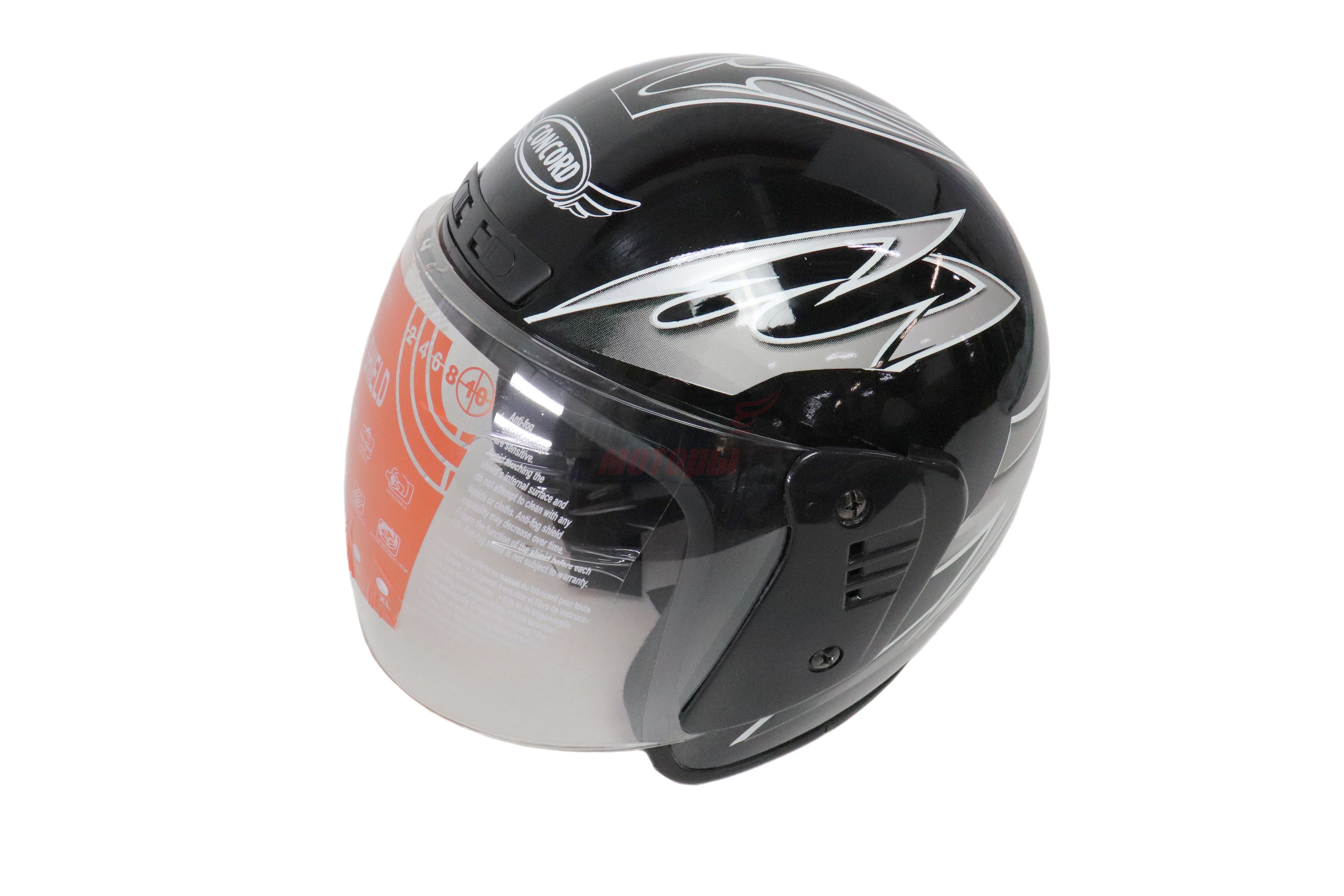 Шлем открытый CONCORD XZH03 чёрный глянцевый M