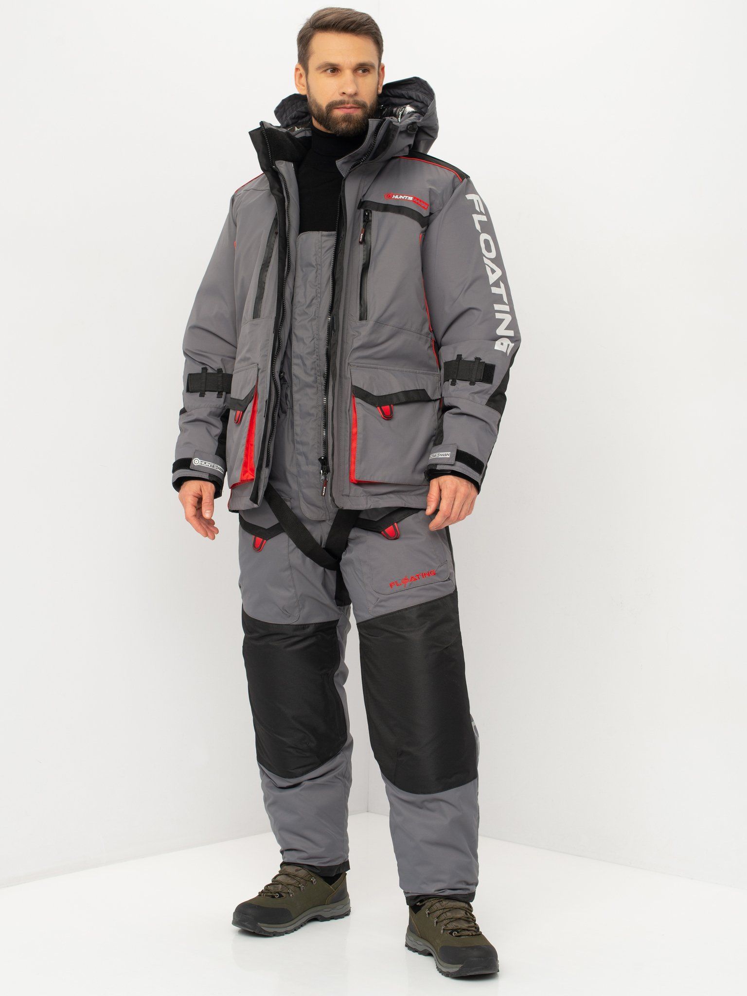 Костюм зимний поплавок Huntsman Siberia Floating,  ткань Breathable,  до -45°С,  цвет Серый/Черный (Размер:52-54,  Рост:182)