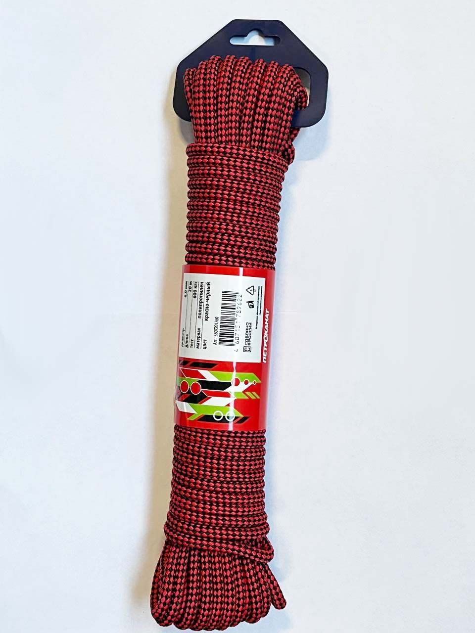 Шнур плетёный Sport Cord  6, 0 мм,  600 кг,  20 м,  двухцветный,  евромоток