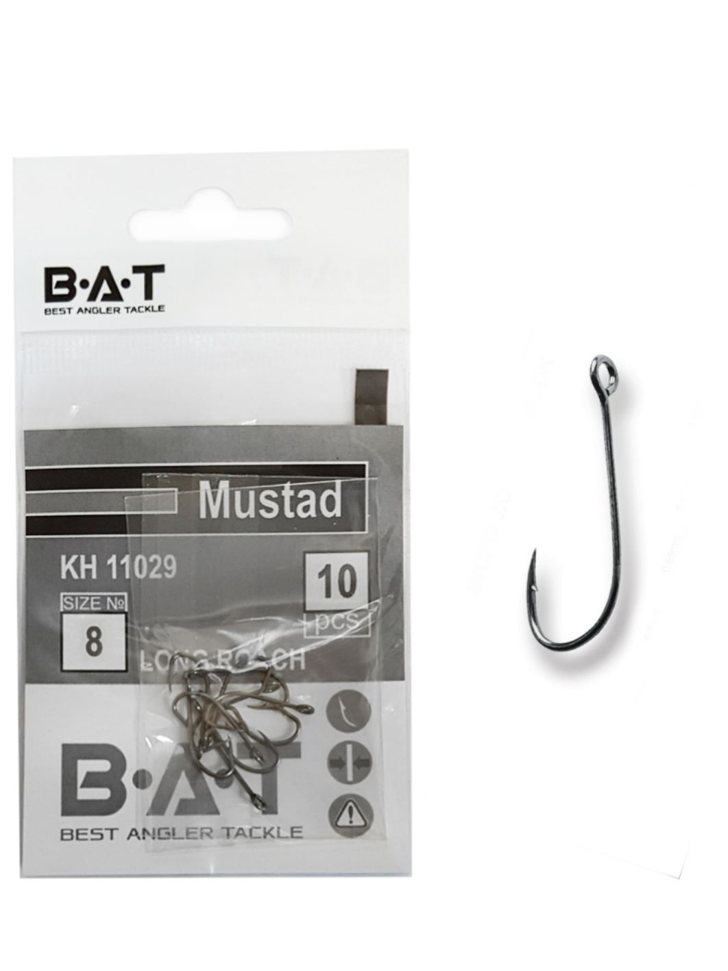 Крючки BAT Mustad КН 10029 Long Roach (№ 8) уп.10