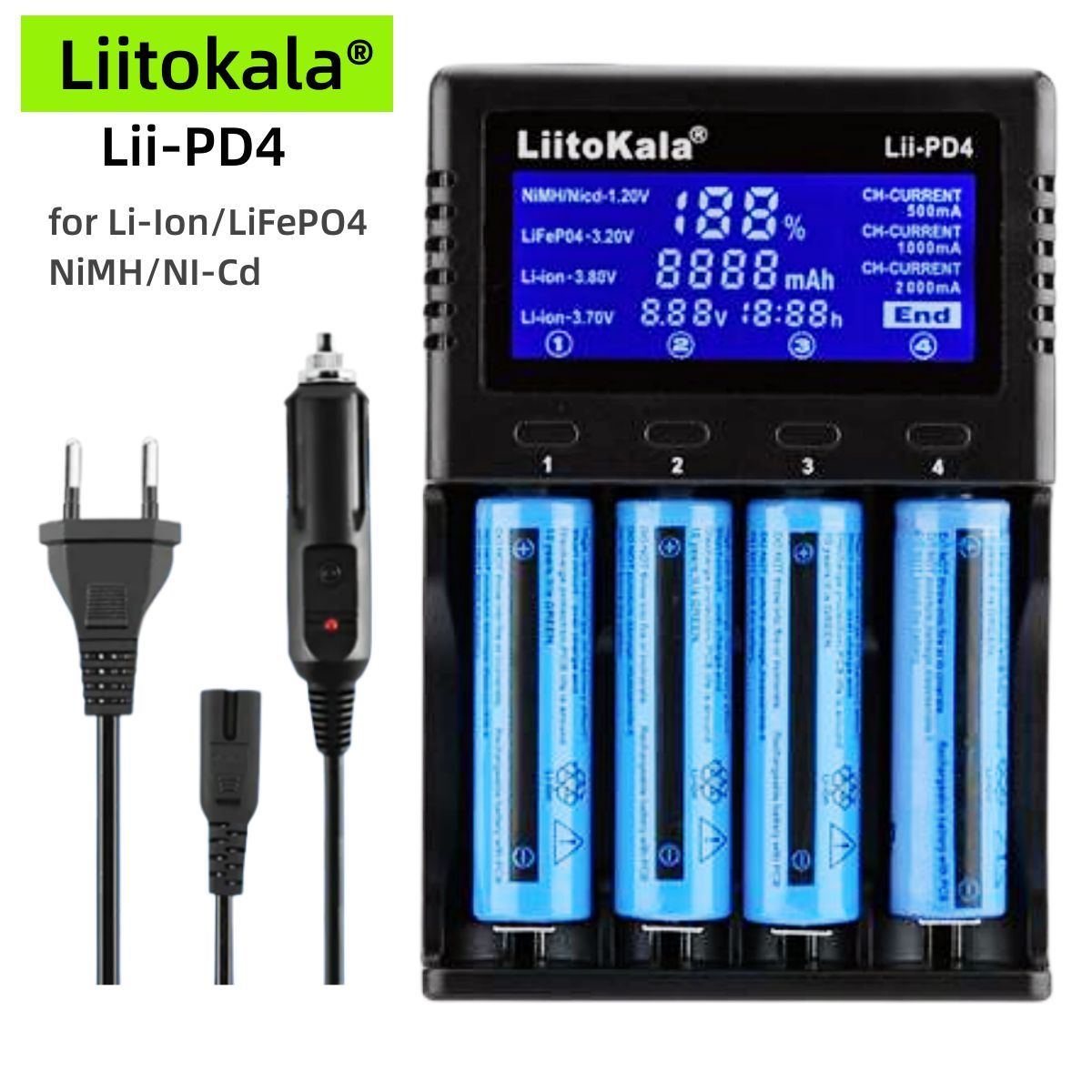 Зарядное устройство LiitoKala Lii-PD-4/зарядка для АА и ААА 18650 21700 26650 20700