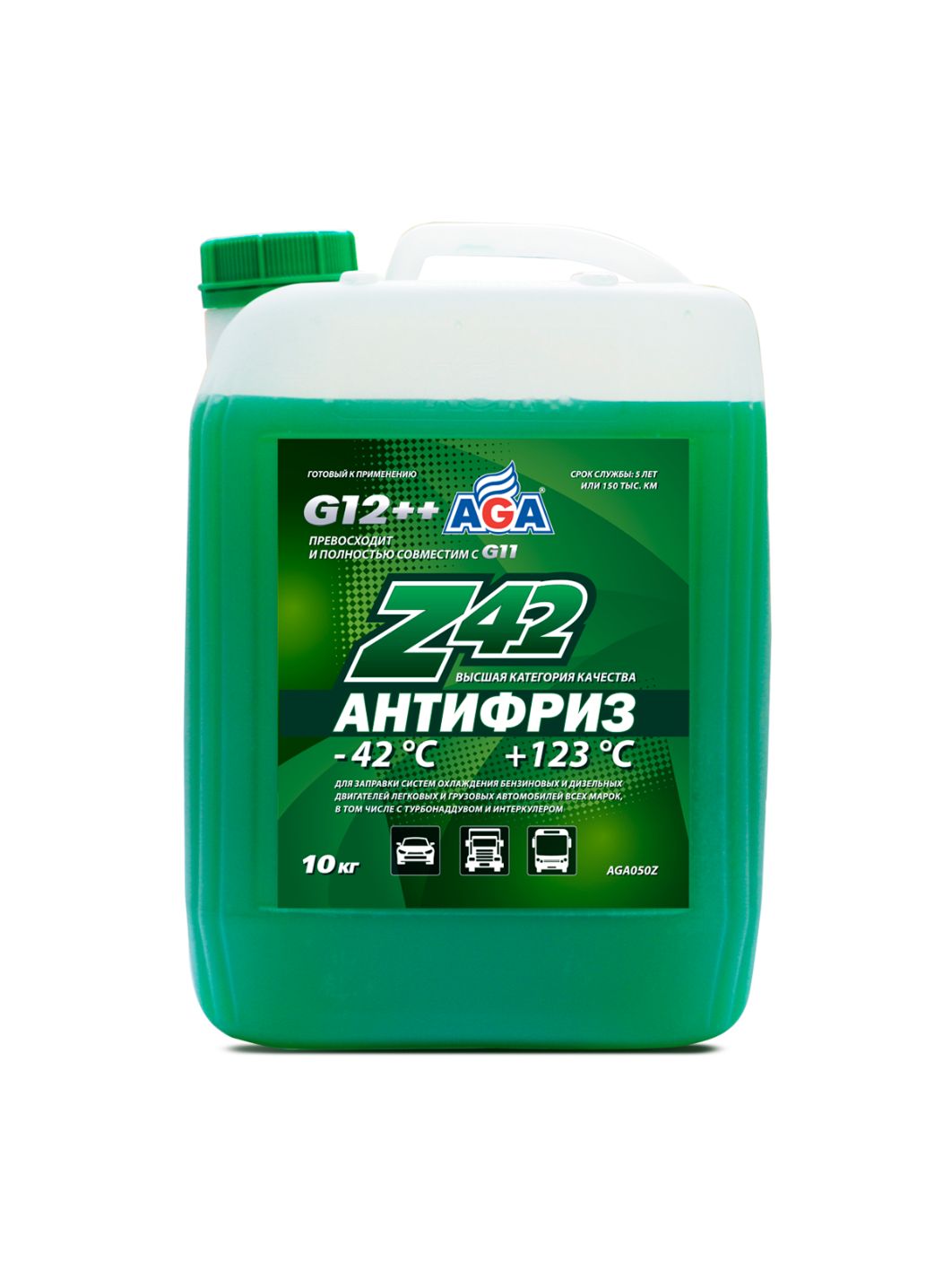 Антифриз AGA Z42 G-12++ 10 кг. зелёный