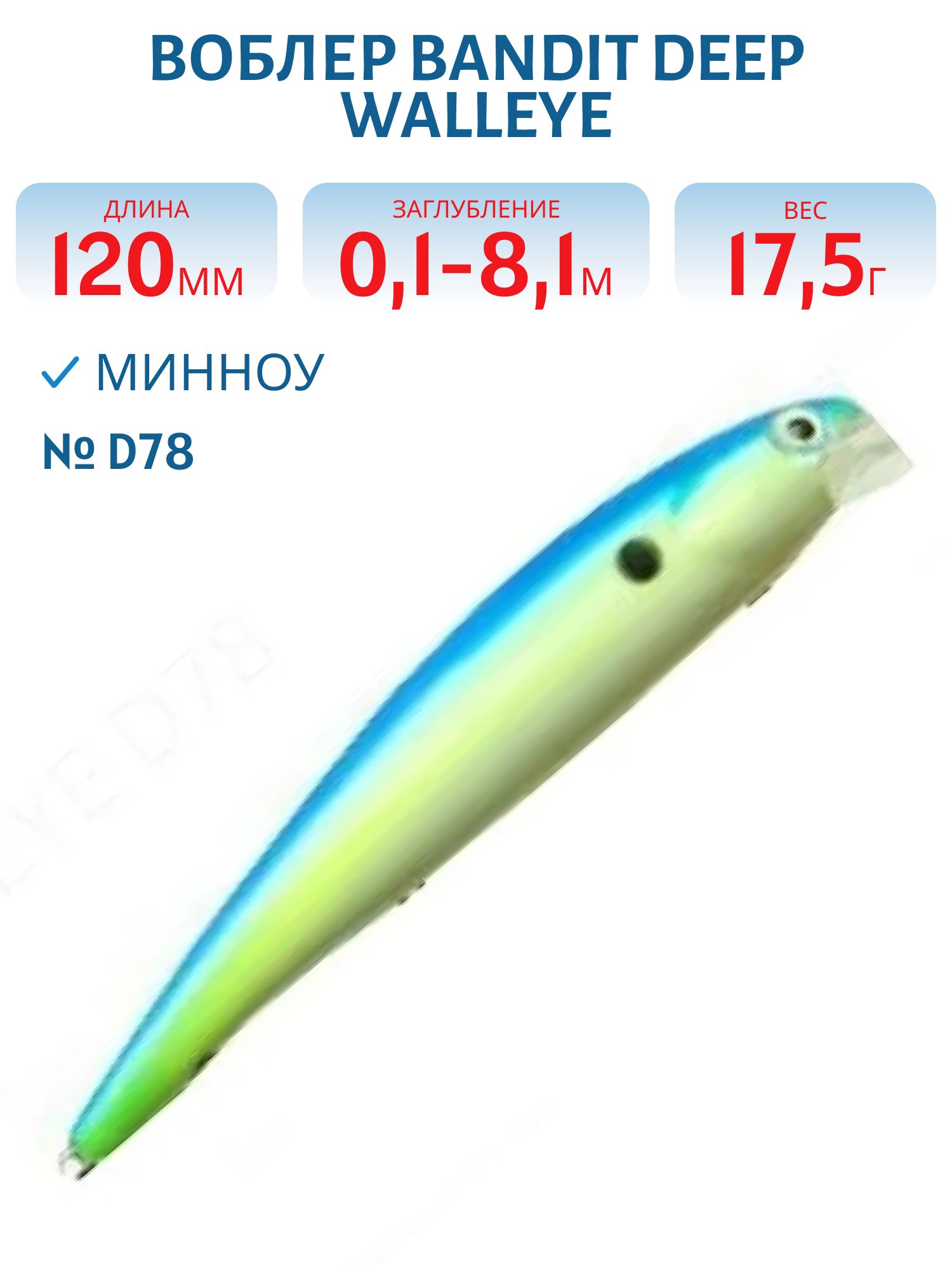 Воблер BANDIT DEEP WALLEYE D78