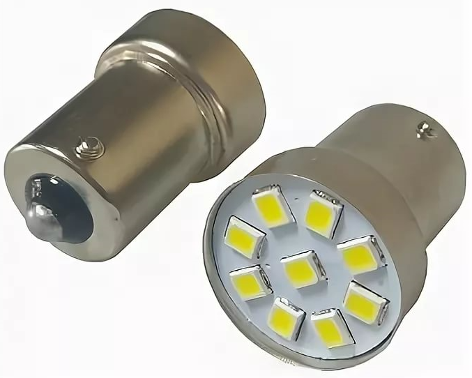 Светодиод 12V R10W (G18.5) белый 9SMD YADA (900309) (1шт.)