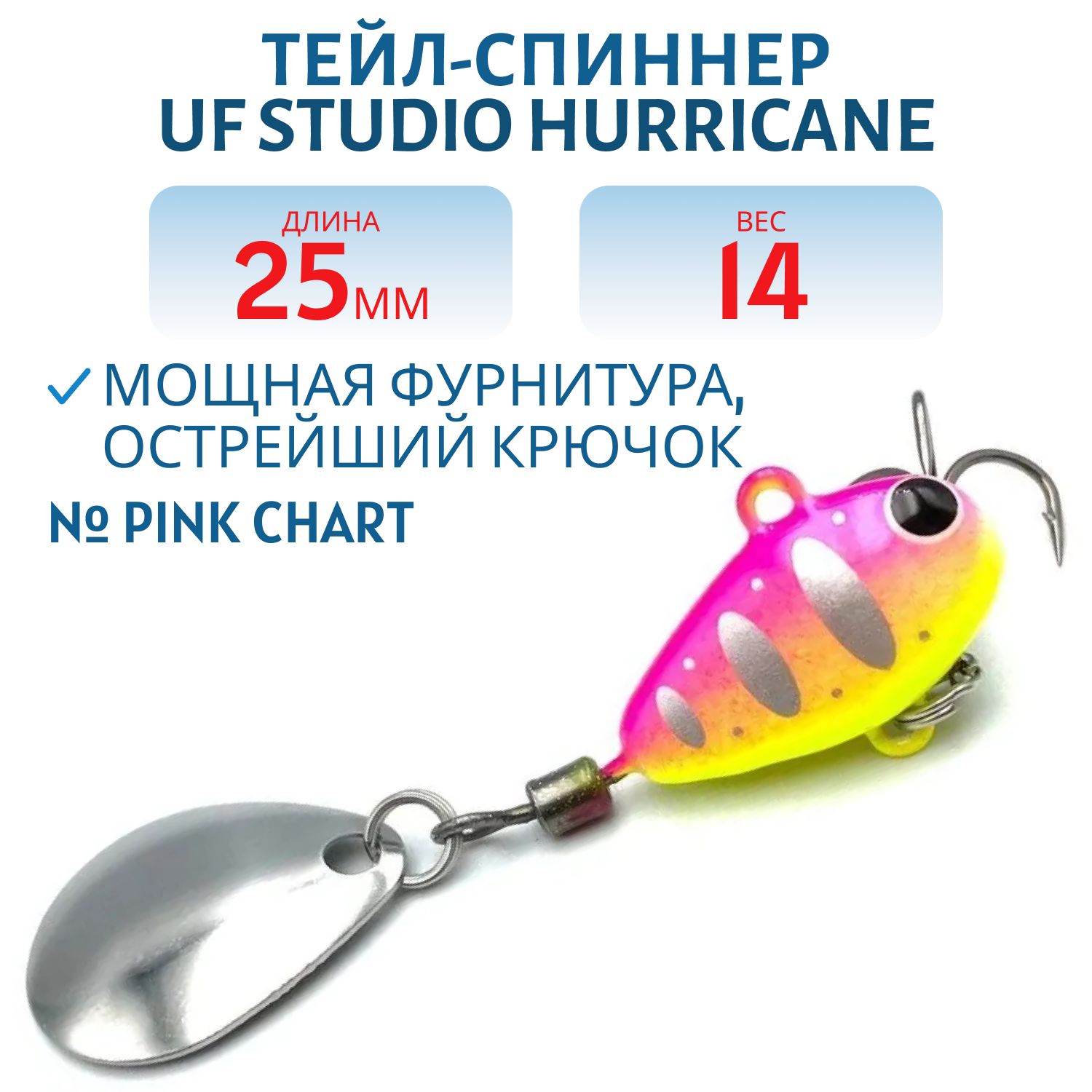 Тейл-спиннер HURRICANE 14g Pink Chart