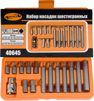 Набор бит 15пр. (HEX) H4-H12,  L30*75мм (10мм) кейс АвтоДело 40645