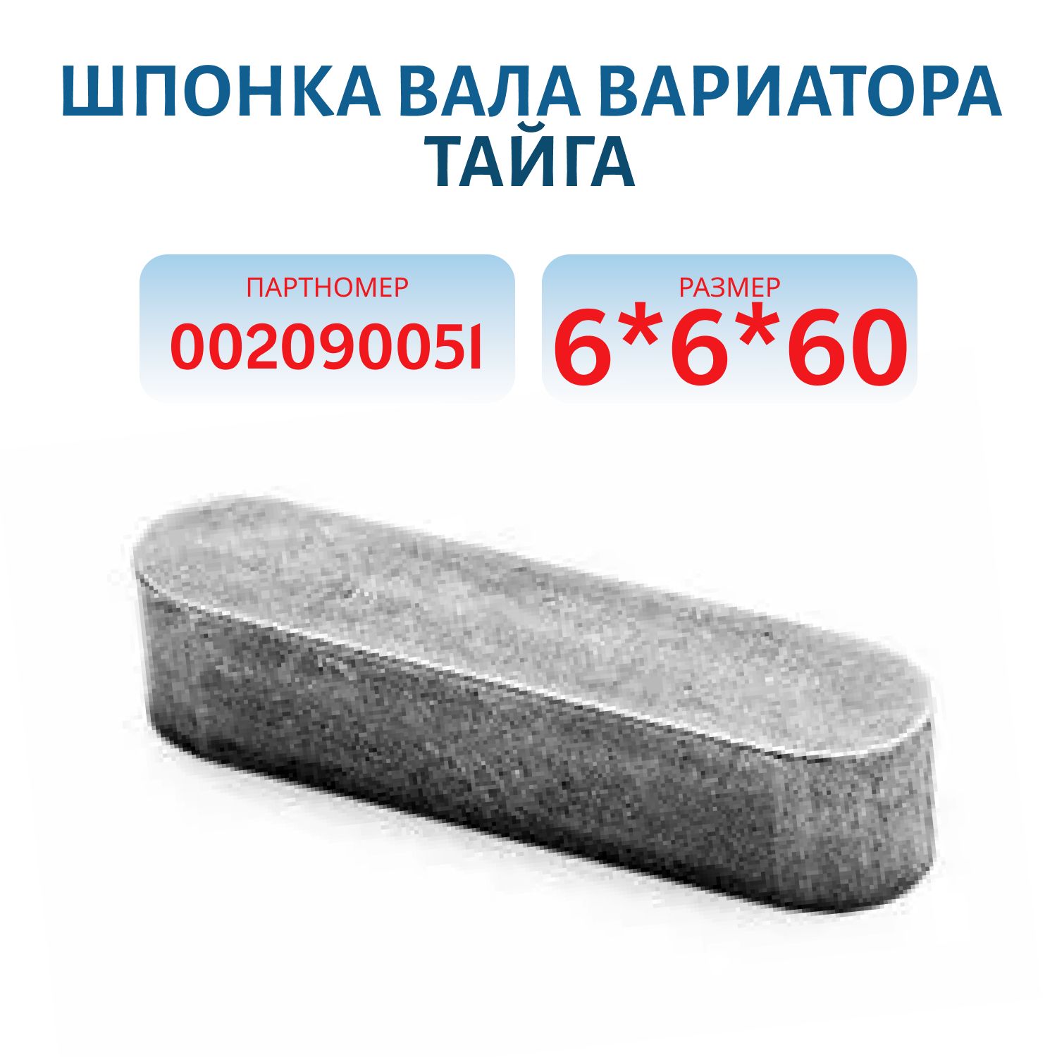 Шпонка 6х6х60 вала вариатора Тайга 002090051