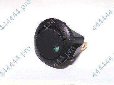 Выключатель тумблер MIRS-101E-8C/D (12V, 16A) зелёный (круглый)