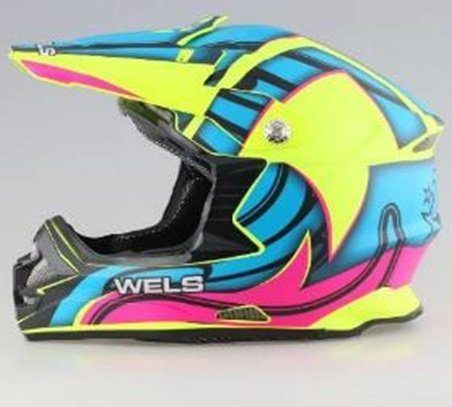 Шлем кроссовый WELS 819-5 желтый/синий матовый M
