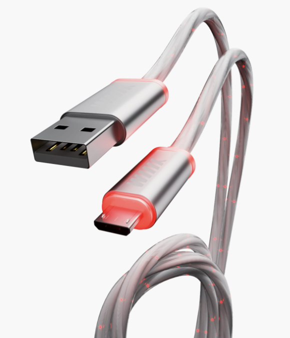Кабель USB - microUSB (1м,  2А) белый,  с подсветкой WIIIX (CBL710-UMU-10W)