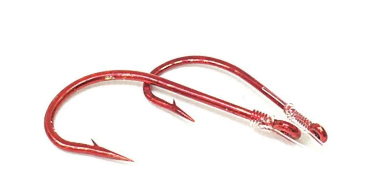 Крючки Saikyo KP-11011 Blloodworm Red  №12 (10шт) c повод.