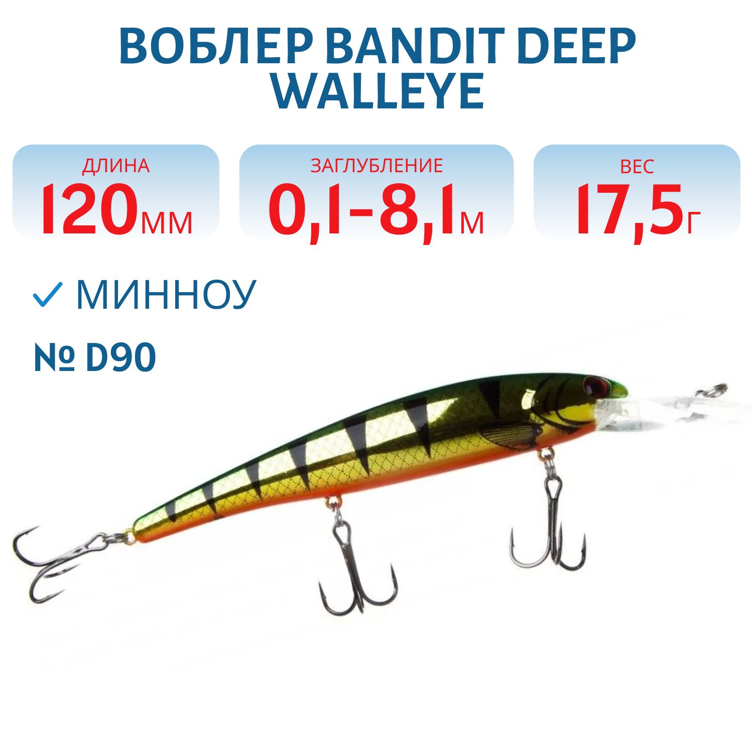 Воблер BANDIT DEEP WALLEYE D90